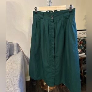 Vintage Bryn Connelly Forest Green Pleated Skirt Size 12